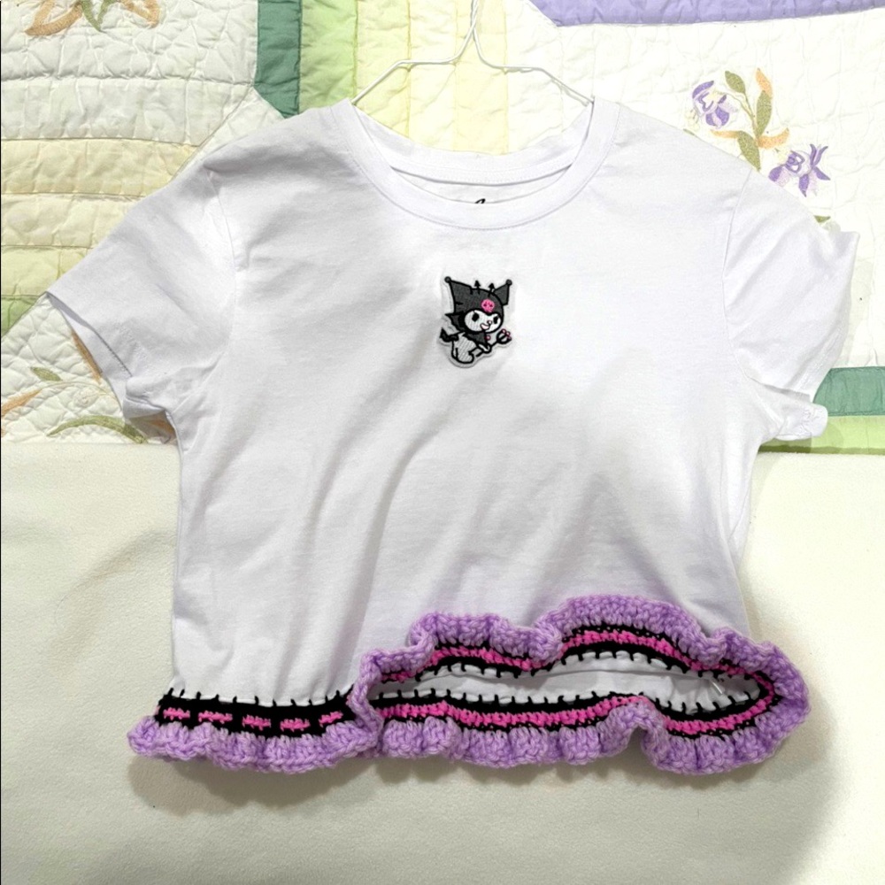 Custom handmade crocheted new Kuromi crop top